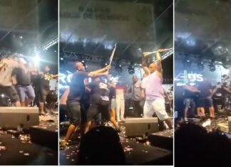 Integrantes do Psirico e Samba Trator trocam socos em cima do palco
