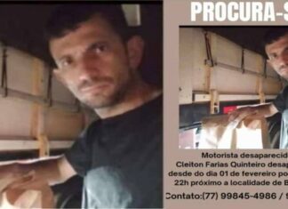 Procura-se motorista desaparecido após ter carreta roubada na BR-242, em Oliveira dos Brejinhos