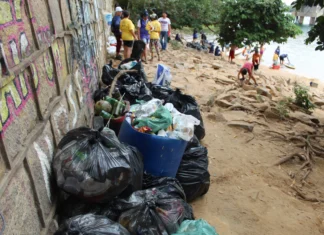 Voluntários realizam ação de limpeza e preservação da Ilha do Fogo