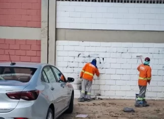 Ação da Polícia Civil, Militar e Guarda Municipal apaga pichações nos arredores do Estádio Joia da Princesa