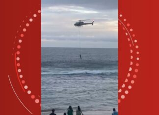 VÍDEO: turista italiano é resgatado de helicóptero após se afogar na praia da Barra, em Salvador
