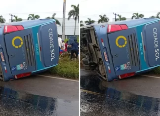 Ônibus Tomba Na BR-324 E Deixa Feridos