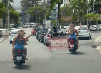 Selfie Perigosa! Motorista Flagra Dupla Sem Capacete E Fazendo Selfie Em Moto