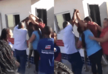 VÍDEO: Mulher Entra Em Escola Com Fac@ E Funcionários Separam Briga