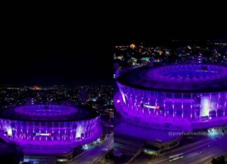Arena Fonte Nova Ganha Iluminação Lilás Em Ação Pelos 20 Anos Da Lei Maria Da Penha