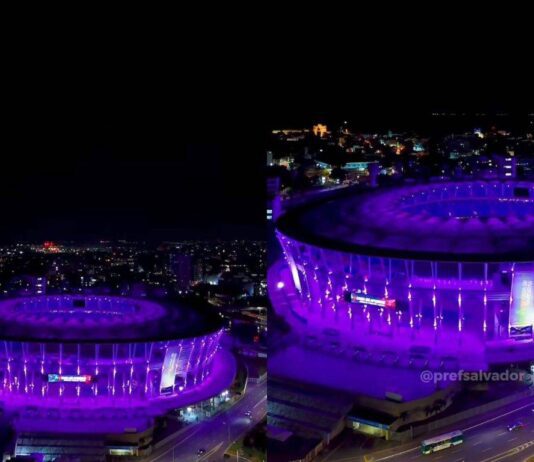 Arena Fonte Nova Ganha Iluminação Lilás Em Ação Pelos 20 Anos Da Lei Maria Da Penha